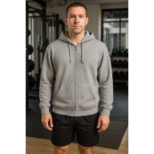 Jerzees NuBlend Gray Full-Zip Hoodie XL Soft 50/50 Fleece Classic Casual